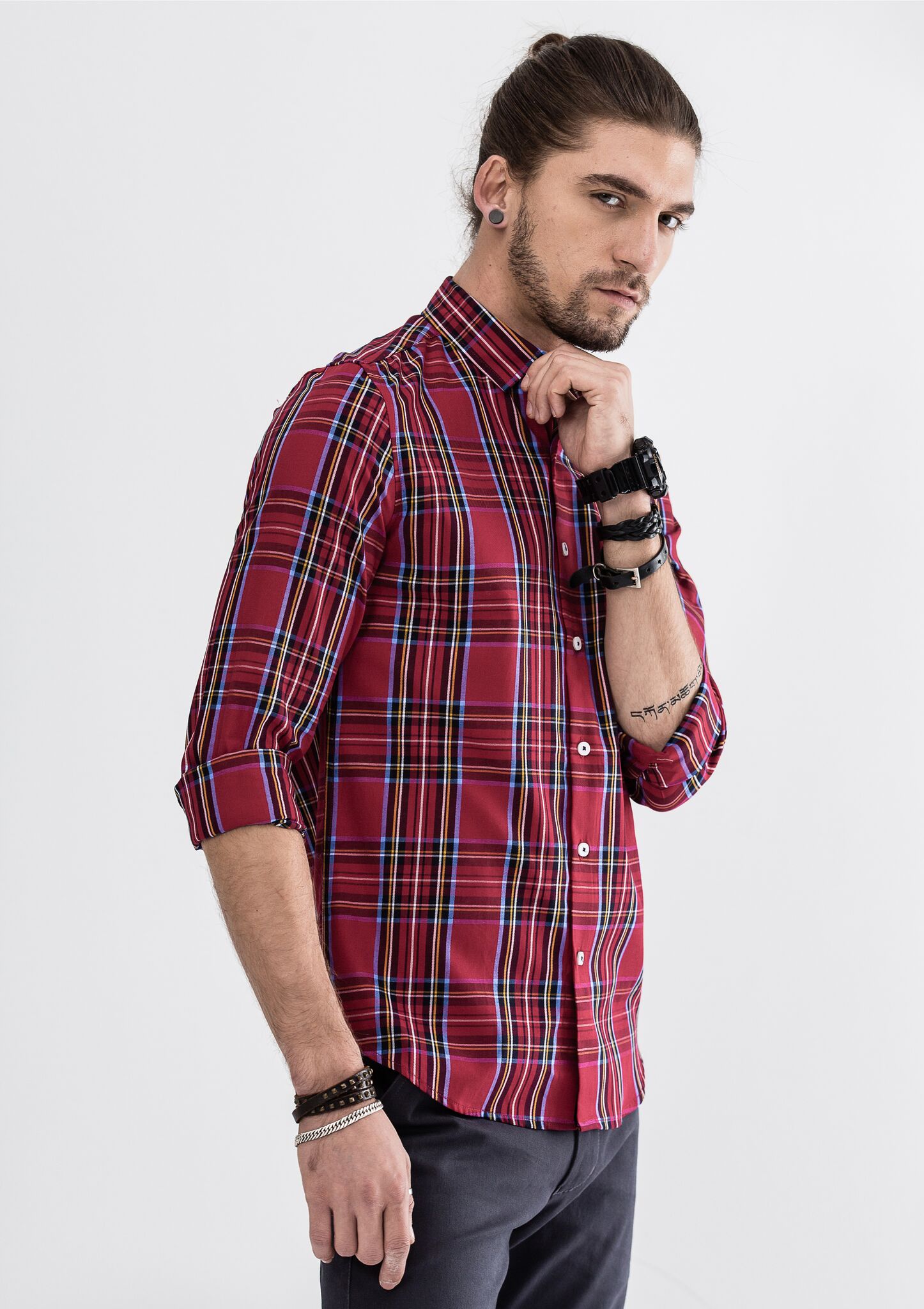 Explorer Authentic Side Zipper Checked Long Sleeve Shirt