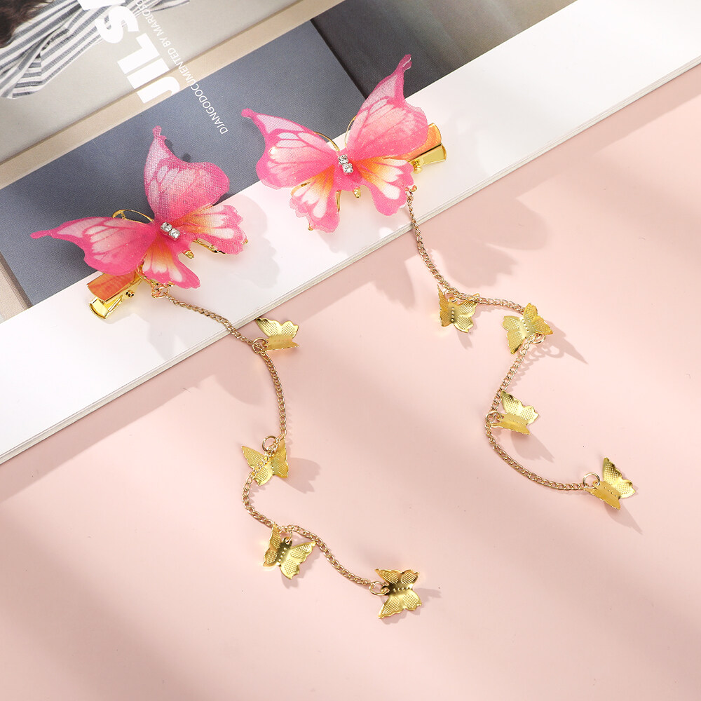 2 Pcs/Set Butterfly Fringe Hair Clip Fashion Hairpin Women Hair Accessories