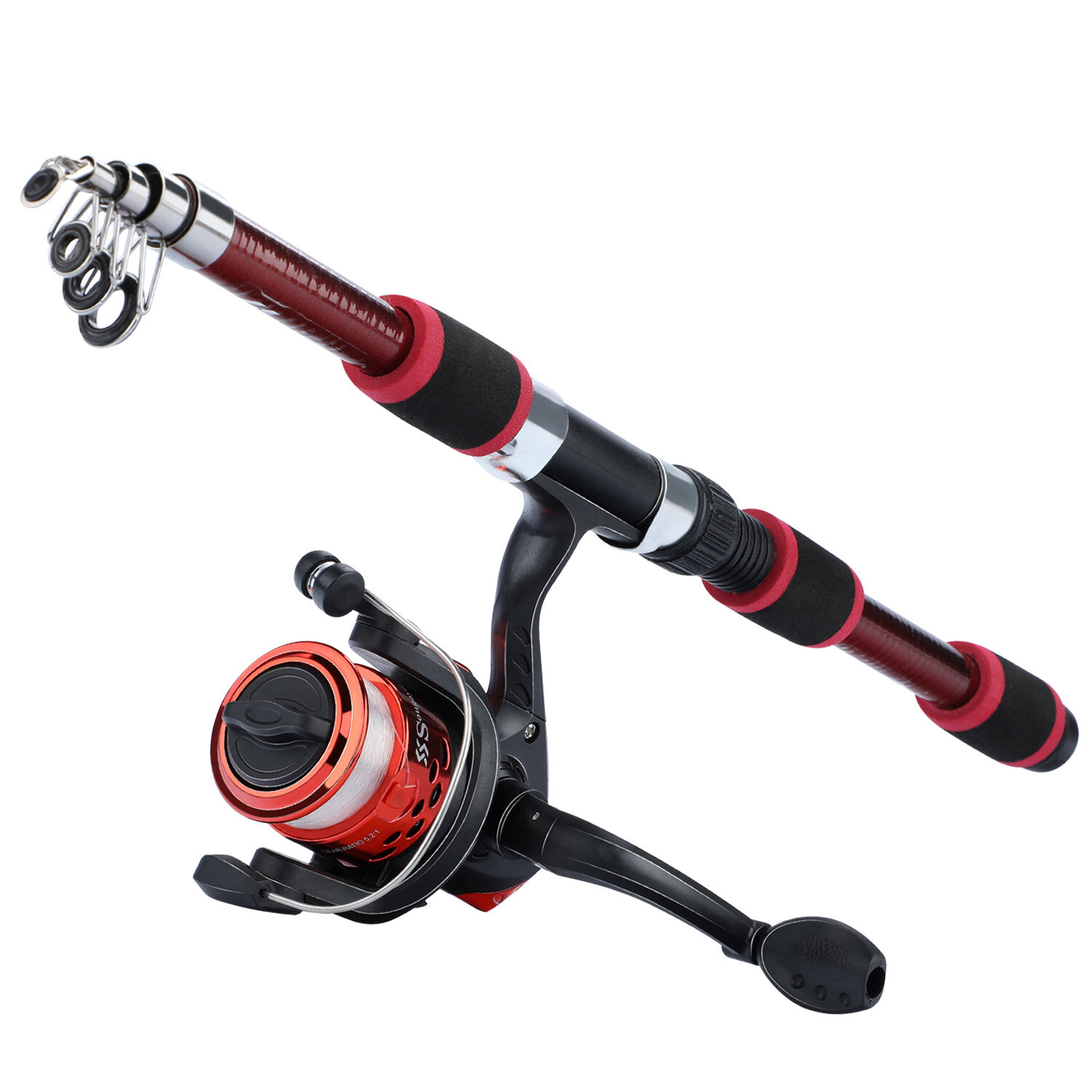  Sougayilang 1.8M Fishing Rod Rotating Rod and 5.5: 1 Speed Ratio 3BB Fishing Line Telescopic Fishing Rod Telescopic Fishing Rod Carp Fishing Fishing Rod Fishing Wheel Combination Can Rotate Fishing Ro 