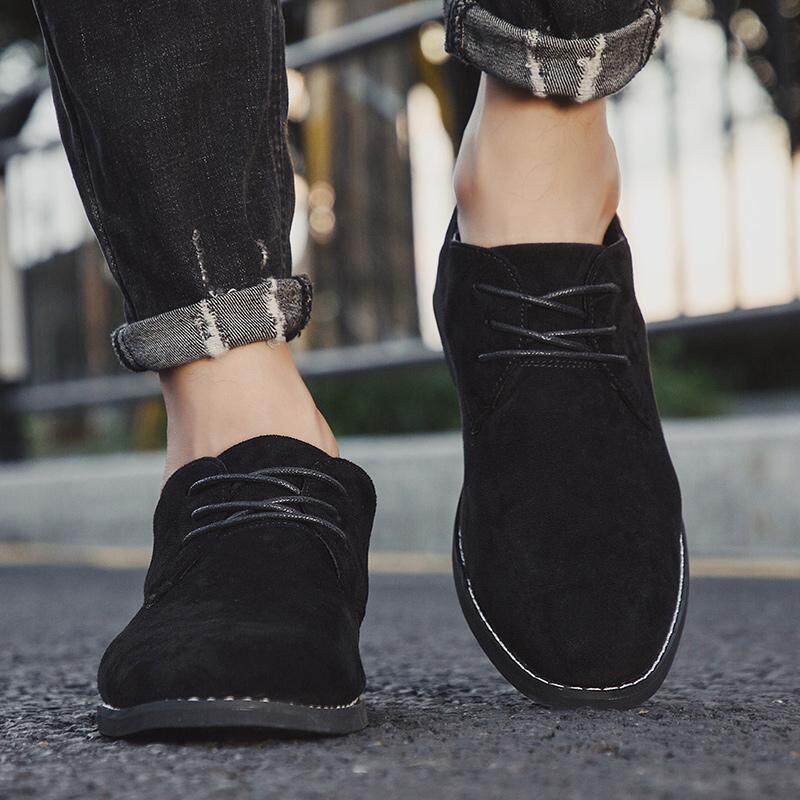 Vikey Plus Size Men Leather Shoes Suede Work Shoe Safety British Style Oxford Fashion Footwear (Black,Khaki,Browm)