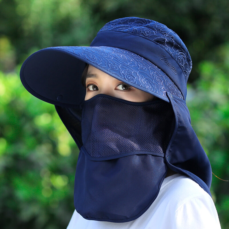 Sun-Proof Sun Hat Women's Summer Korean-Style Folding UV-Proof Face-Covering Sun Hat Women's Big Brim Tea-Picking Cool Hat